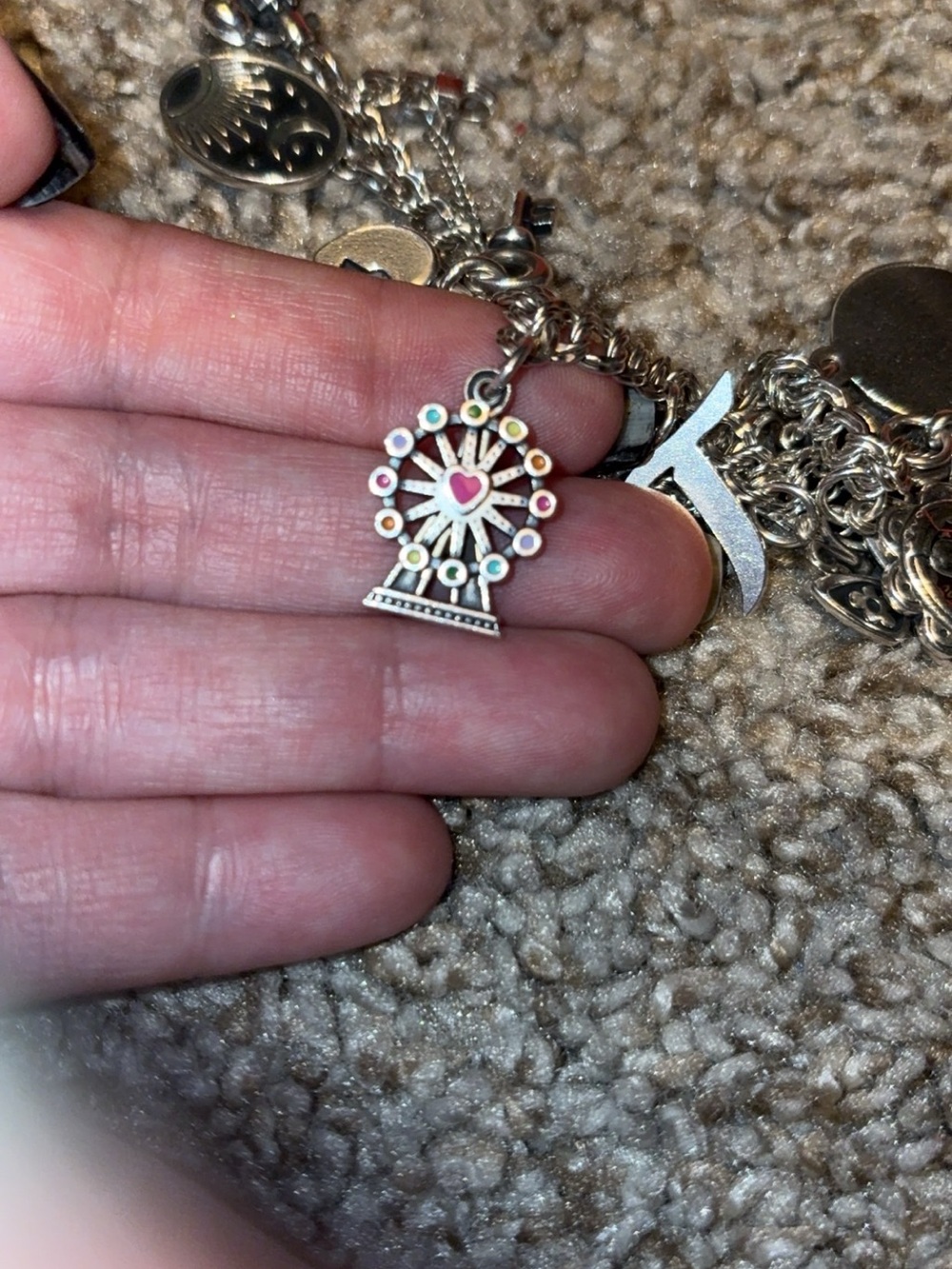 James Avery Silver Charm Bracelet with Red Enamel Accents - Picture 4 of 9